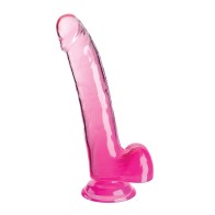 King Cock Clear 9" Pene con Testículos Rosa | Placer Realista