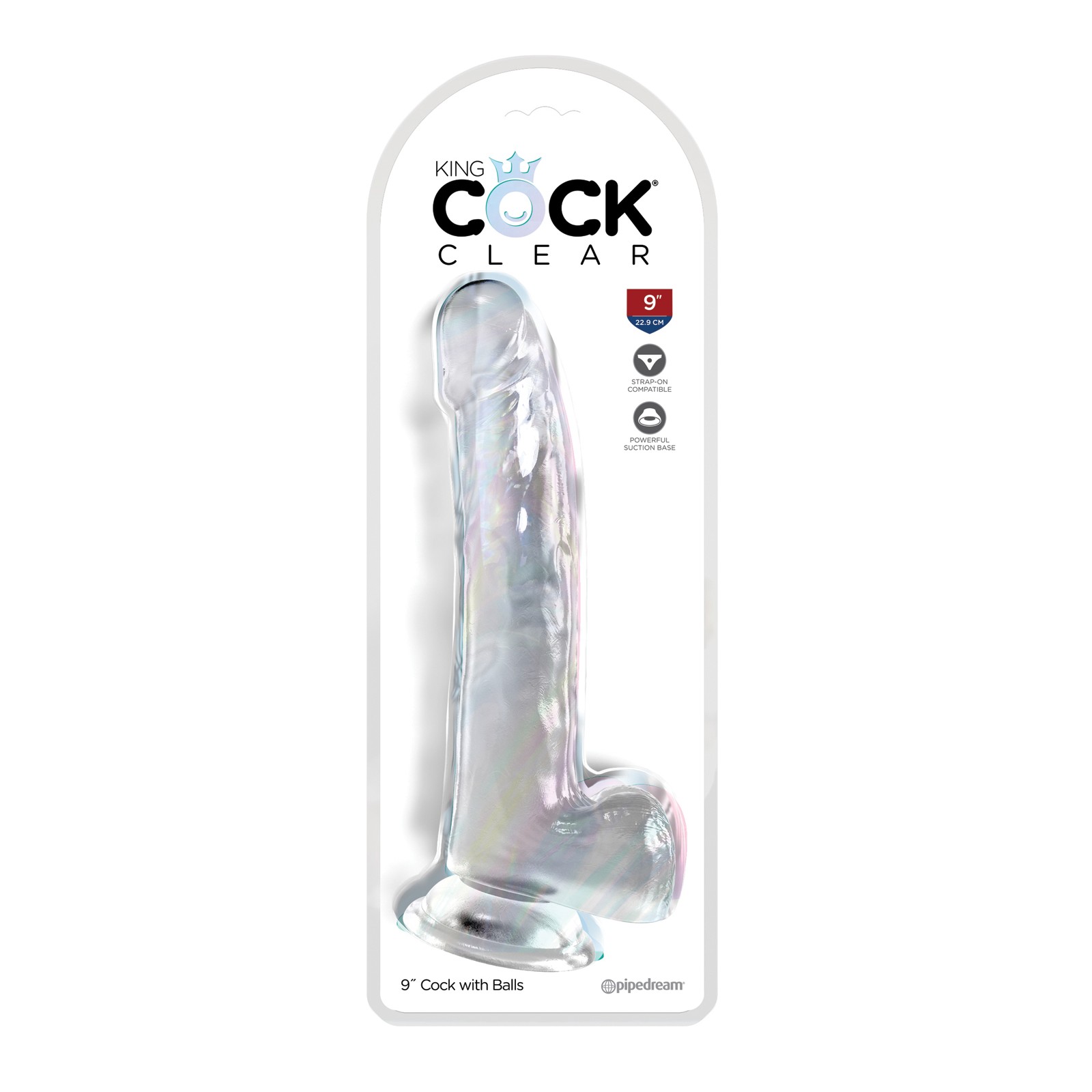 Dildo Translúcido King Cock de 9 Pulgadas con Testículos