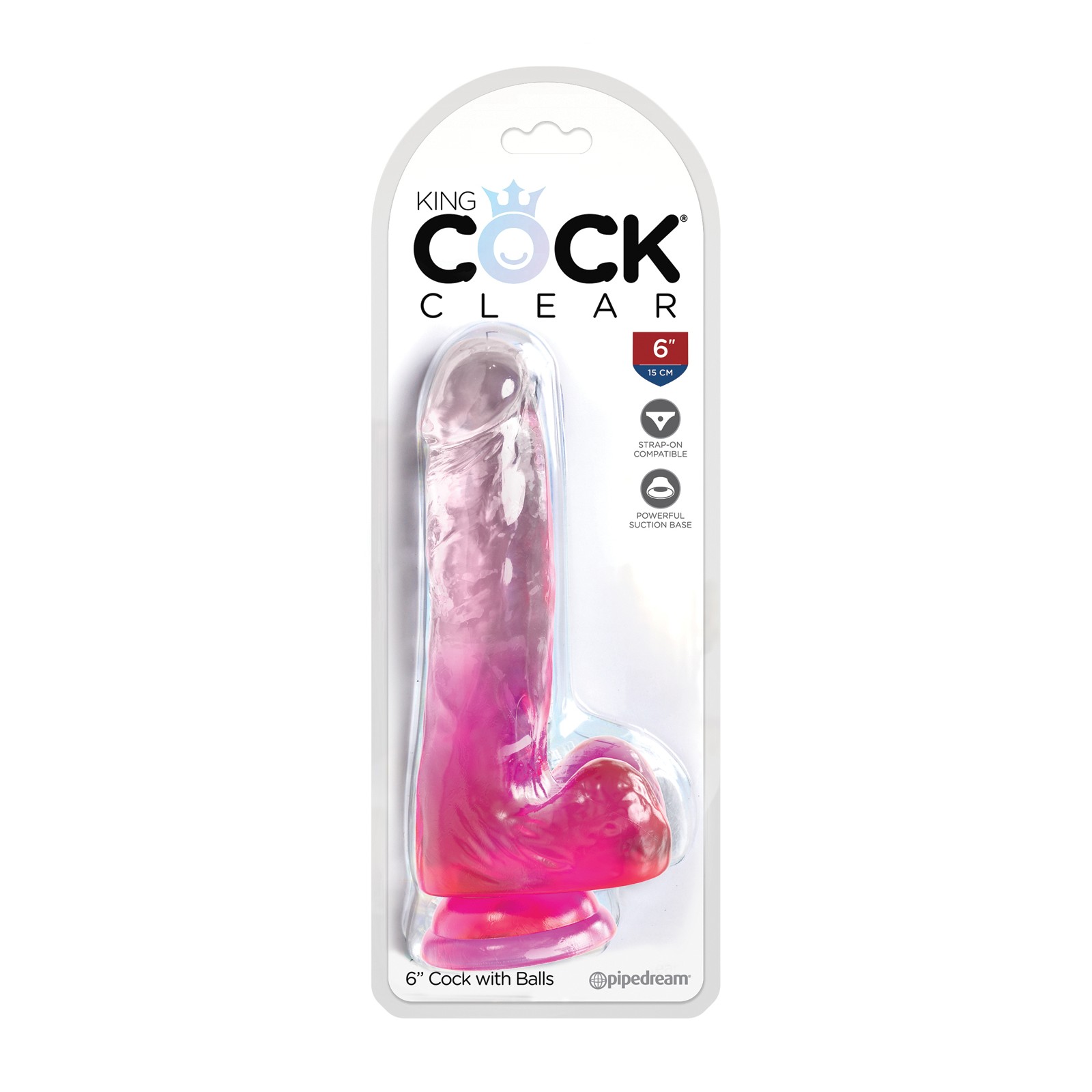 King Cock Clear 6 Inch Cock with Balls Pink