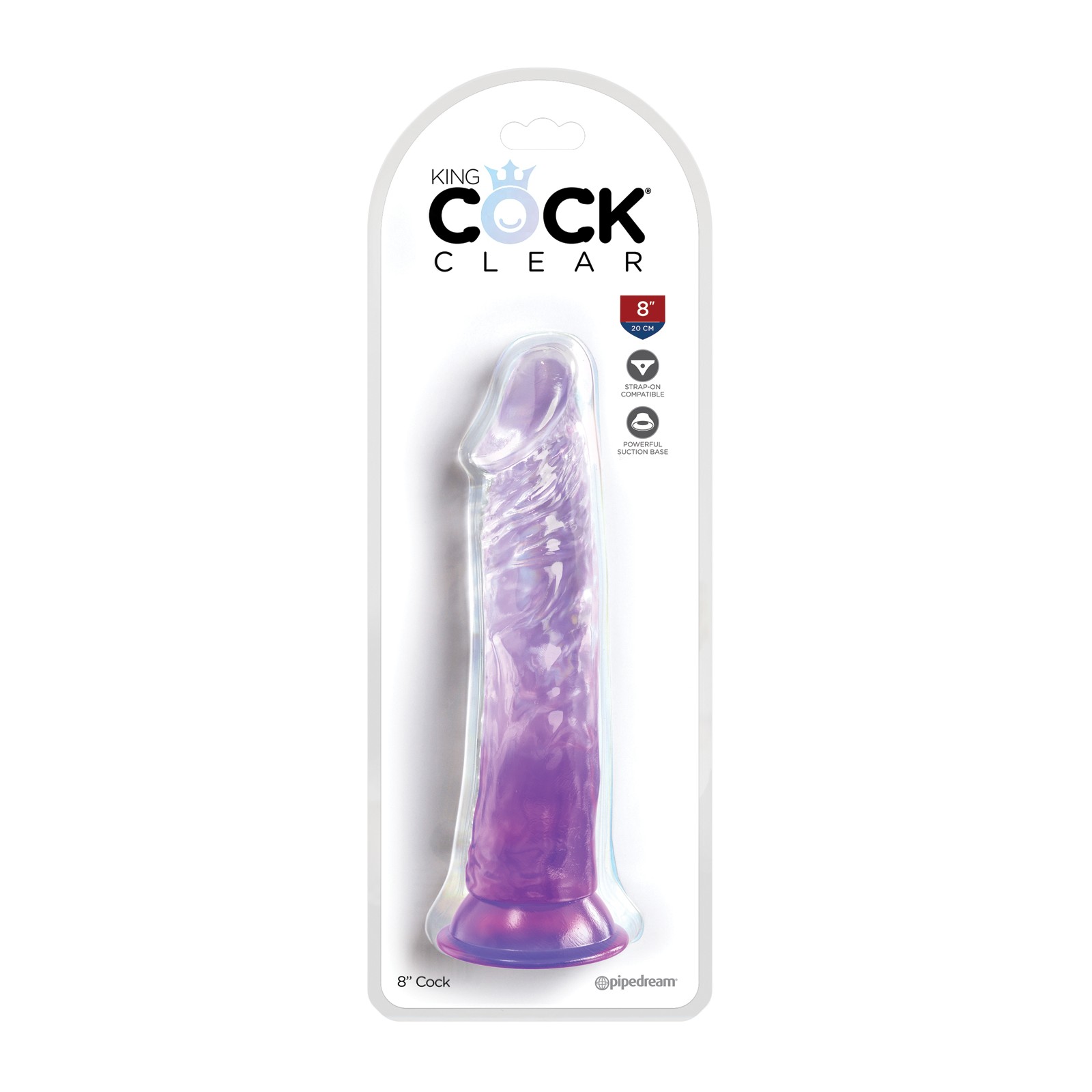 King Cock Clear Dildo de 8 Pulgadas en Púrpura para Placer Máximo