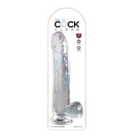 King Cock Clear 11 Inch Cock with Balls - Clear