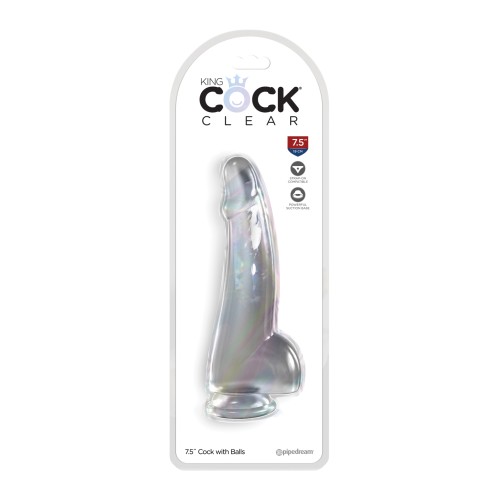 Pene Realista Clear King Cock de 7.5 c/Bolas