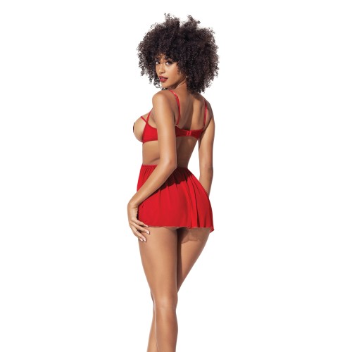 Heart Open Cup Babydoll Red S/M