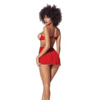 Heart Open Cup Babydoll Red S/M