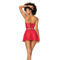 Wet Look Two In One Babydoll Red Large