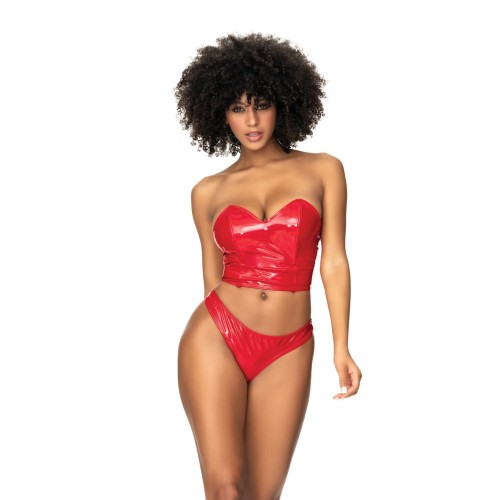 Wet Look Two In One Babydoll Red