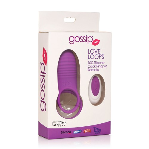 Curve Toys Gossip Love Loops Anillo para el Pene 10X de Silicona con Control Remoto - Violeta