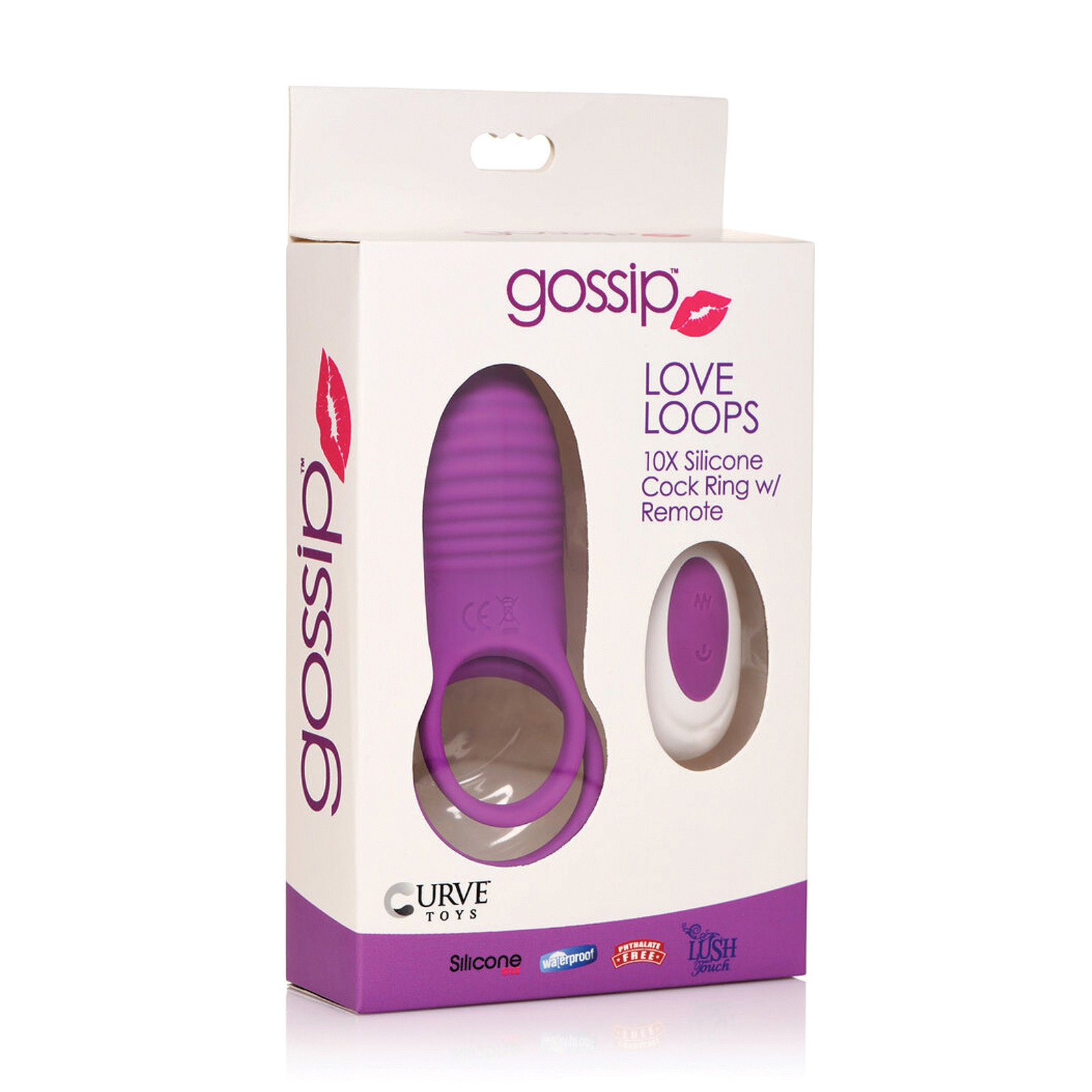 Curve Toys Gossip Love Loops Anillo para el Pene 10X de Silicona con Control Remoto - Violeta