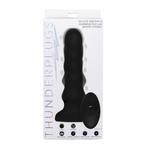 ThunderPlugs Silicone Vibrating and Squirming Plug with Remote Black