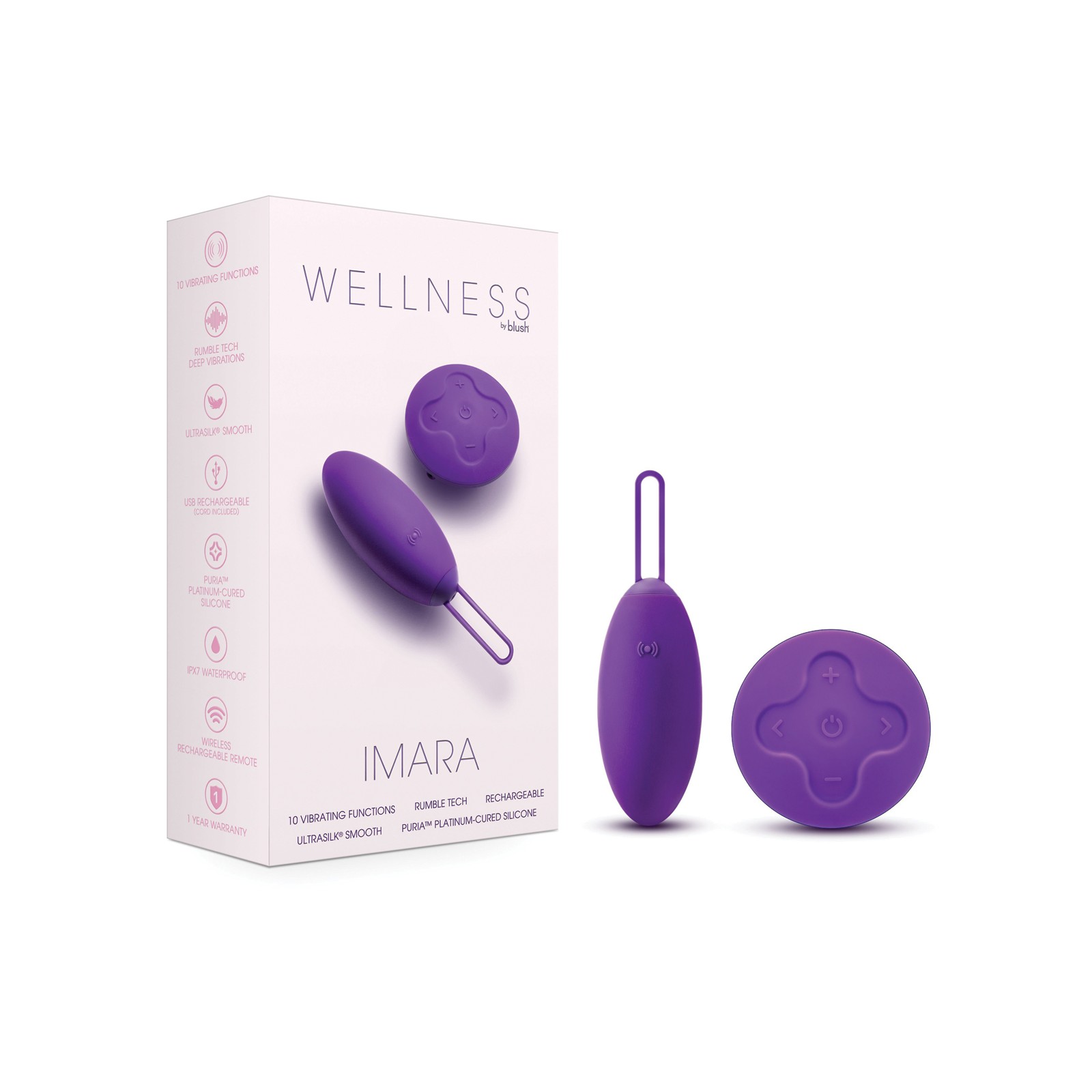 Huevo Vibrador Blush Wellness Imara con Control Remoto Púrpura