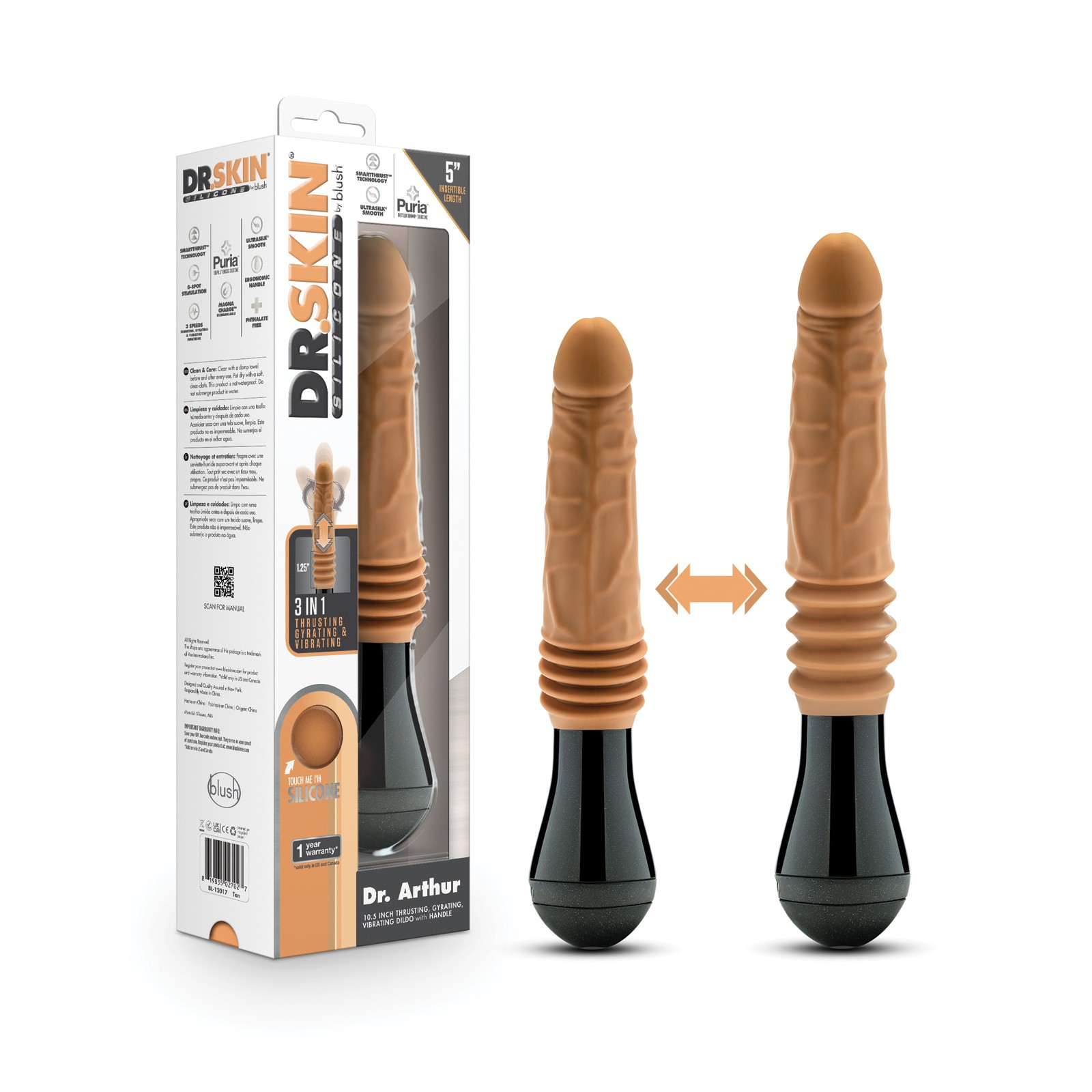 Dr. Arthur Thrusting Vibrator Dildo - Tan for Intense Pleasure