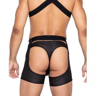 Chaps Master con Cierre de Gancho y Anillo y Corte Trasero - Negro XL