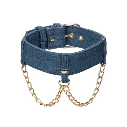 Ride 'Em Premium Denim Collar with Leash