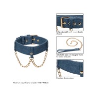 Ride 'Em Premium Denim Collar with Leash