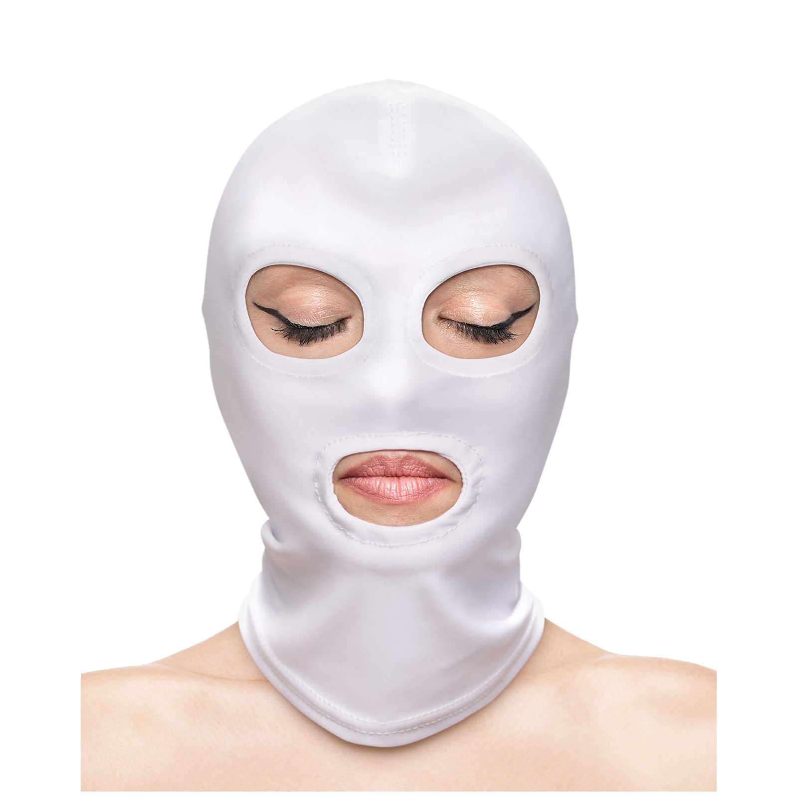 Fetish Fashion Eyes and Mouth Hood White