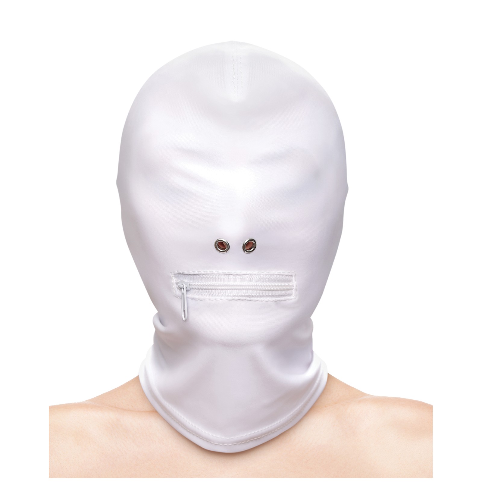 Fetish & Fashion Zippered Mouth Hood White