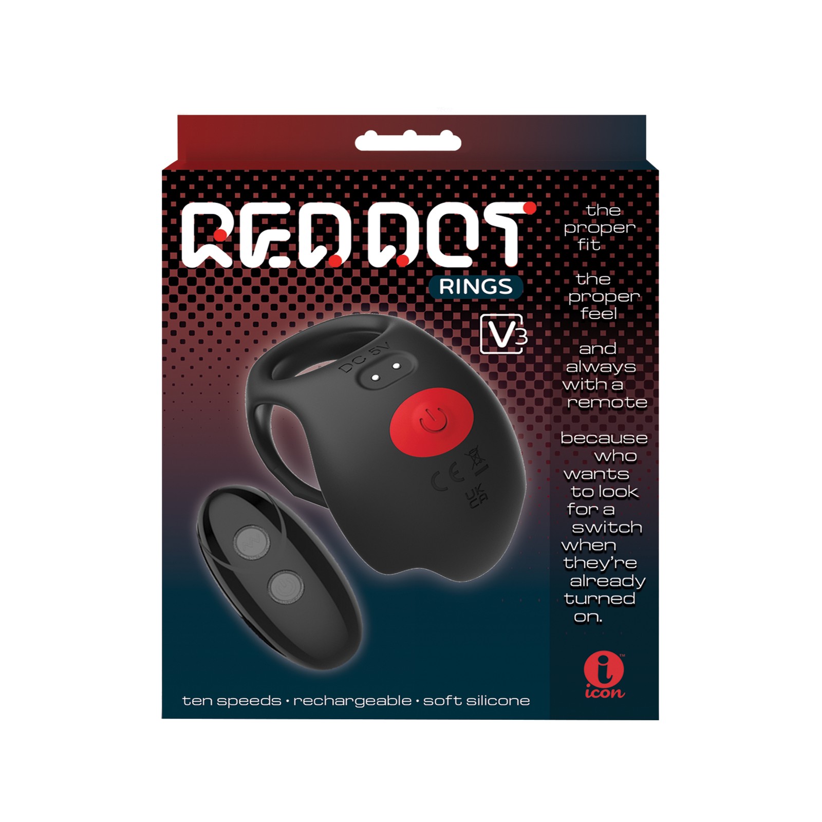 Massive Red Dot Cock Ring V3 - Black