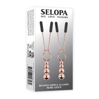 Selopa Beaded Nipple Clamps Rose Gold