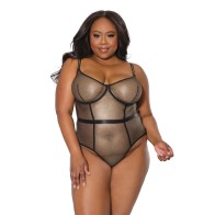 Holiday Metallic Fishnet Teddy