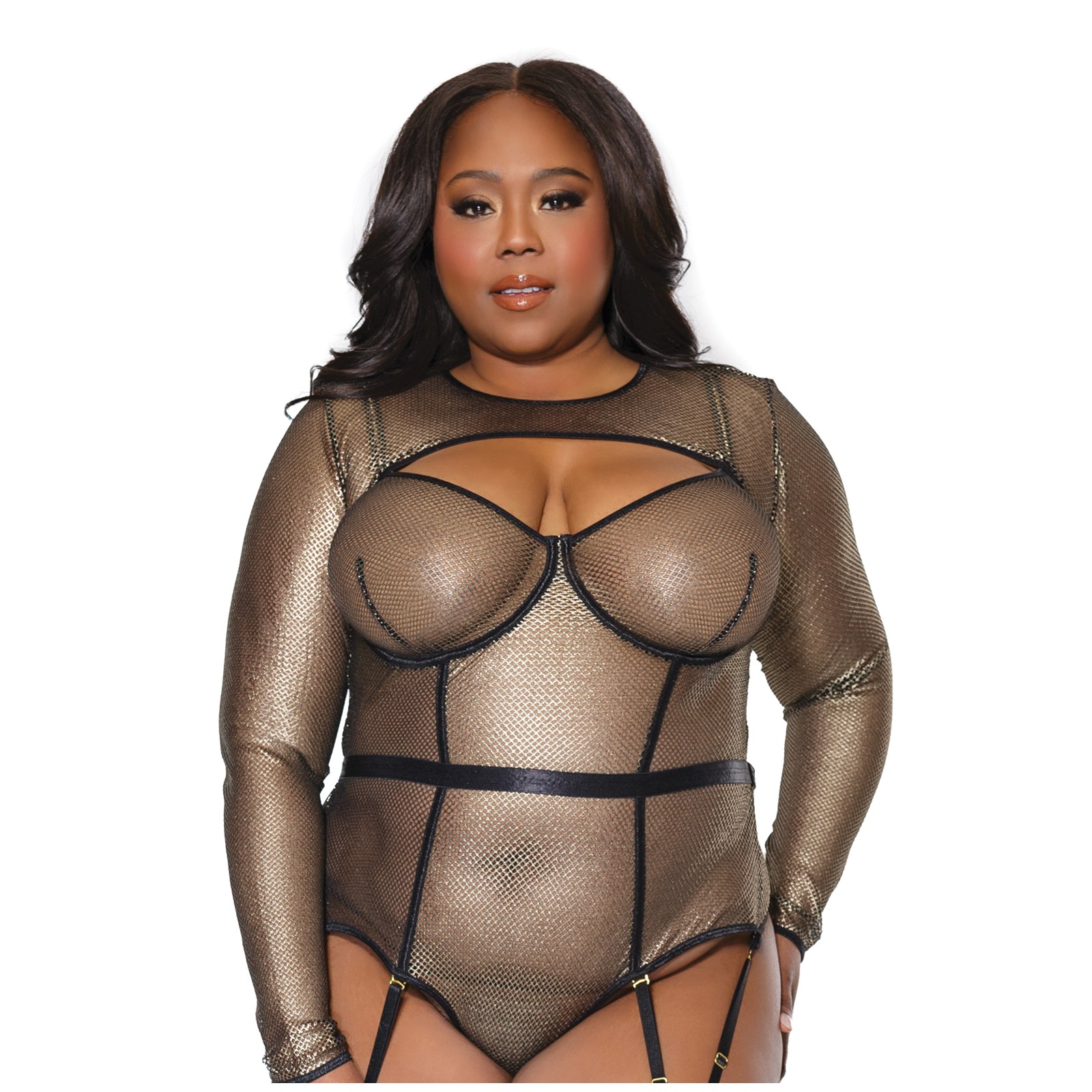 Holiday Metallic Fishnet Shrug Black/Gold OS/XL