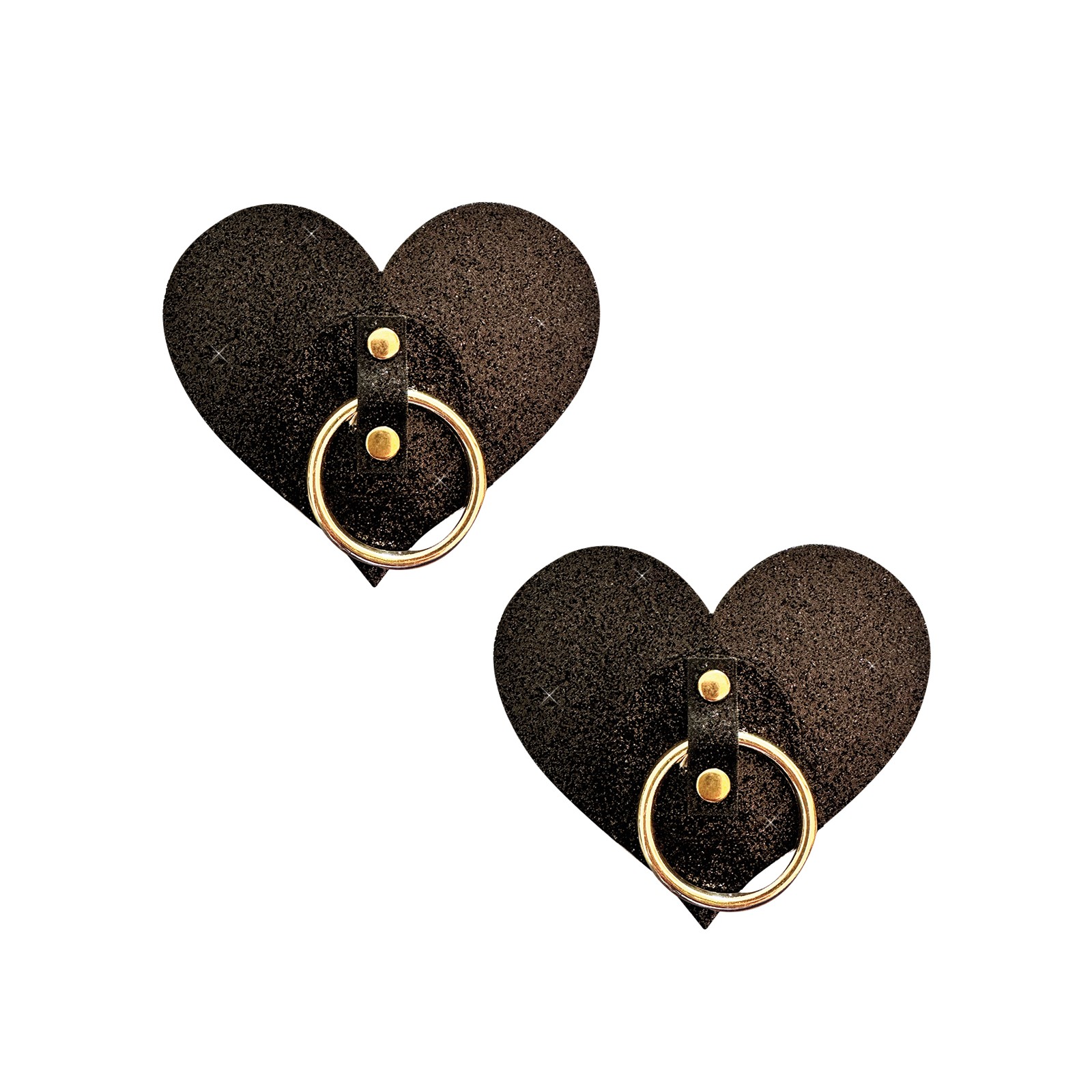 Neva Nude Glitter Hoop Heart Pasties Black