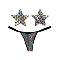 Conjunto G-String y Pasties Holográficos Neva Nude Naughty Knix