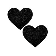 Neva Nude Black Malice Glitter Heart Pasties