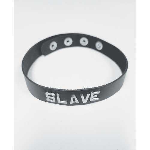 Collar de Cuero Spartacus SLAVE Negro - Bondage Lujoso