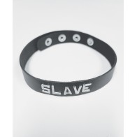 Collar de Cuero Spartacus SLAVE Negro - Bondage Lujoso