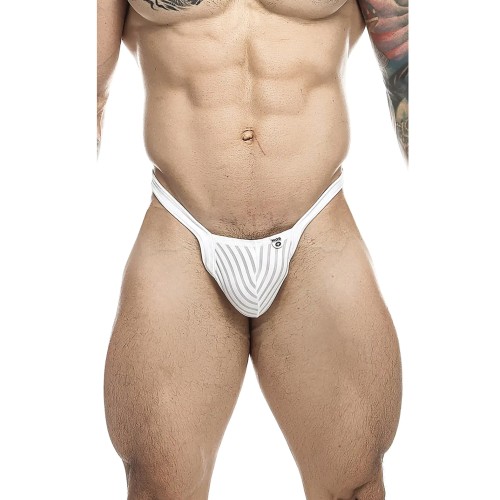 Male Basics Y Buns Thong White Sheer