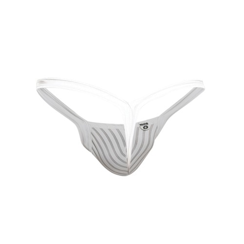 Male Basics Y Buns Thong White Sheer