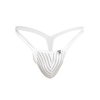 Male Basics Y Buns Thong White Sheer