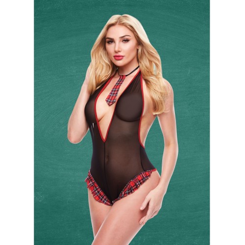 Body Crotchless para Estudiantes Negro Rojo S/M