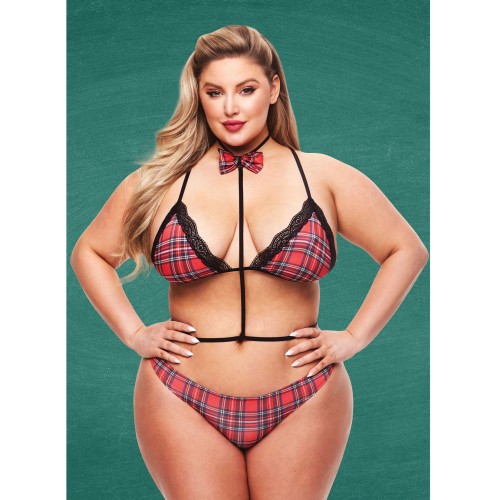 Conjunto Escolar con Top y Panty de Teacher's Pet Baddie - Rojo/Negro QN