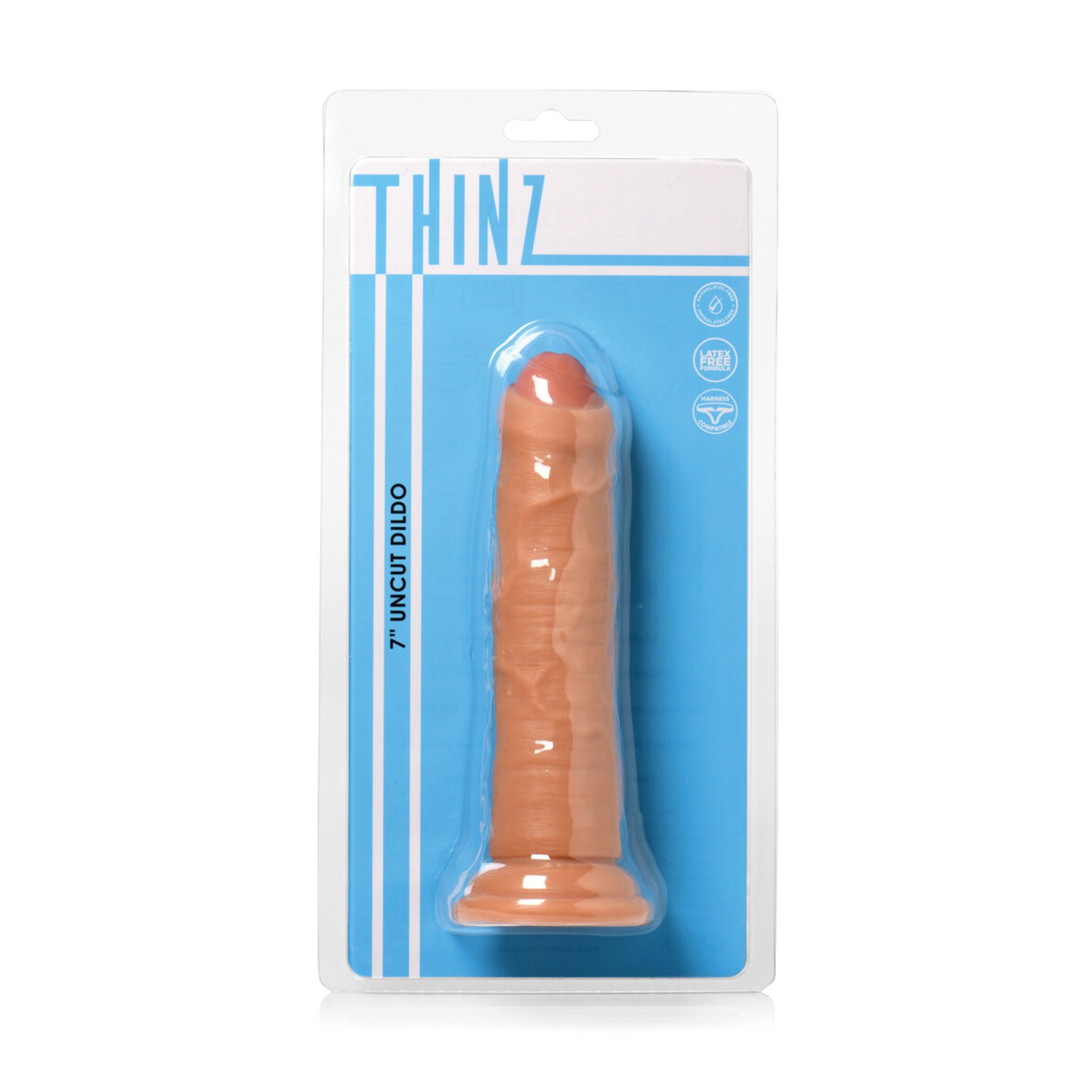 Dildo Delgado de 7" Sin Cortar con Ventosa