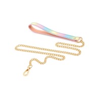 Hello Sexy Hot Bitch Collar and Leash Iridescent Rainbow