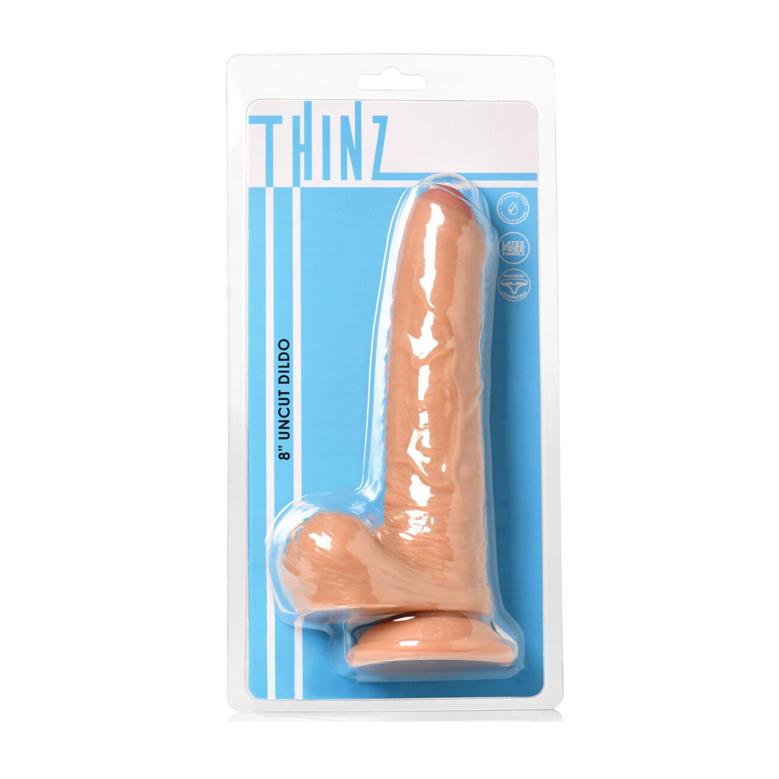 Curve Toys Thinz 8" Uncut Dildo w/Balls - Light