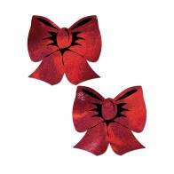 Pastease Holographic Bow Breast Covers Red