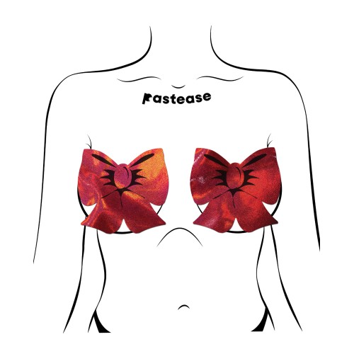 Pastease Holographic Bow Breast Covers Red