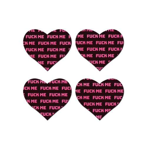 Pastease Petites Black Pink Fuck Me Hearts Nipple Pasties