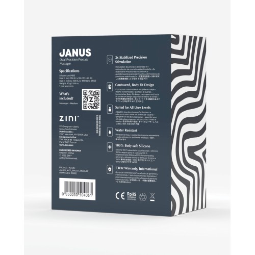 Zini Janus Anti Shock Masajeador Prostatico Negro Mediano