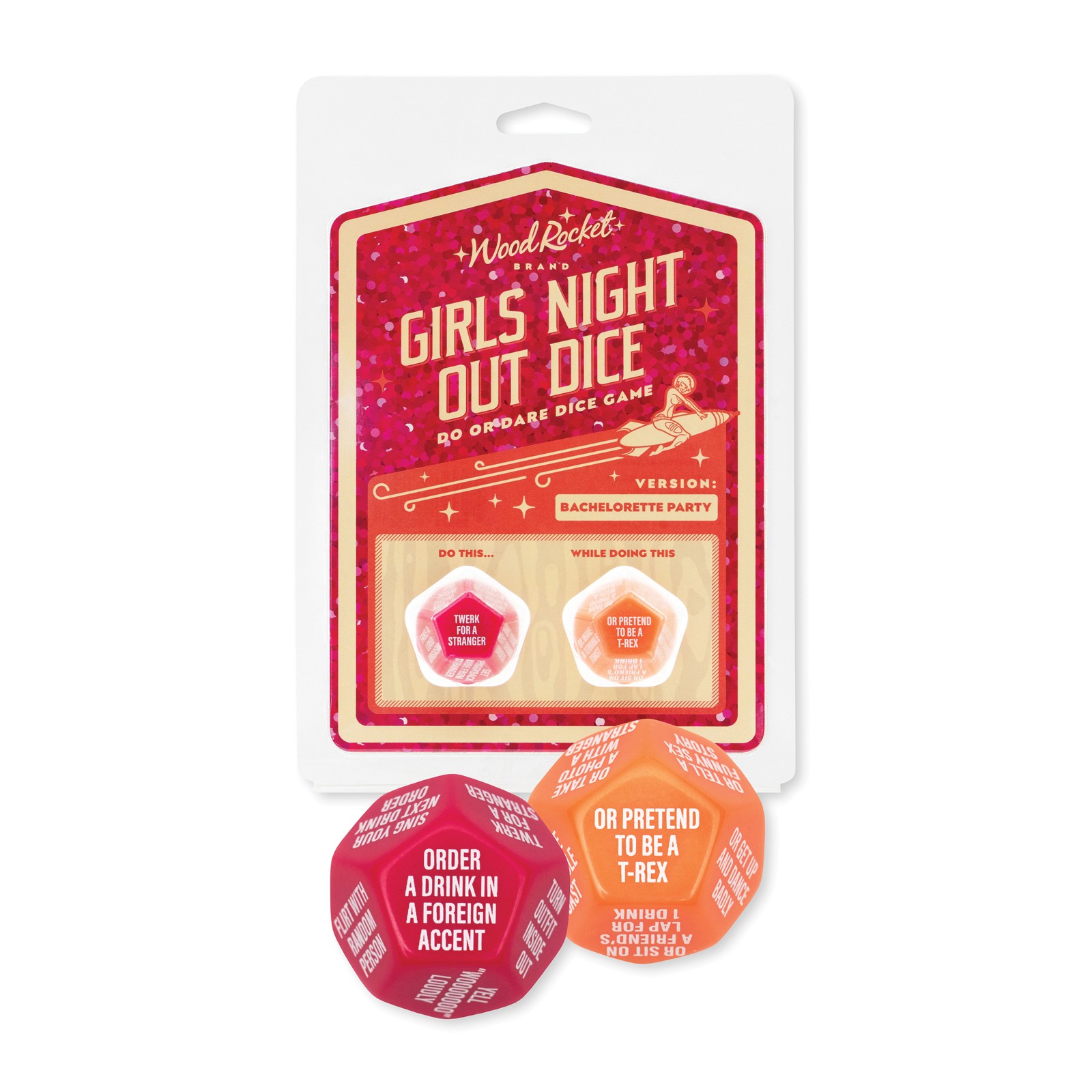 Wood Rocket Girls Night Out Do or Dare Dice Game Red