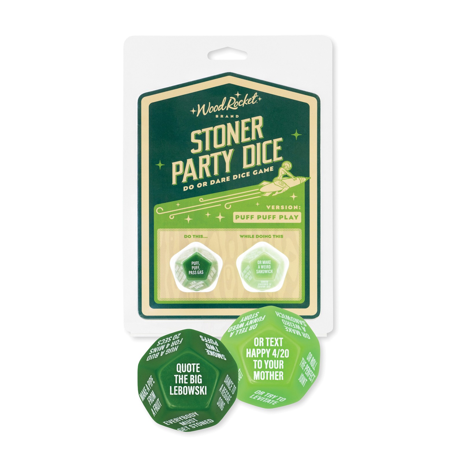 Wood Rocket Stoner Party Dice Game - Green