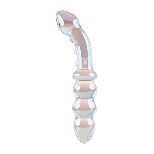 Playboy Double Glass Dildo with Anal Beads