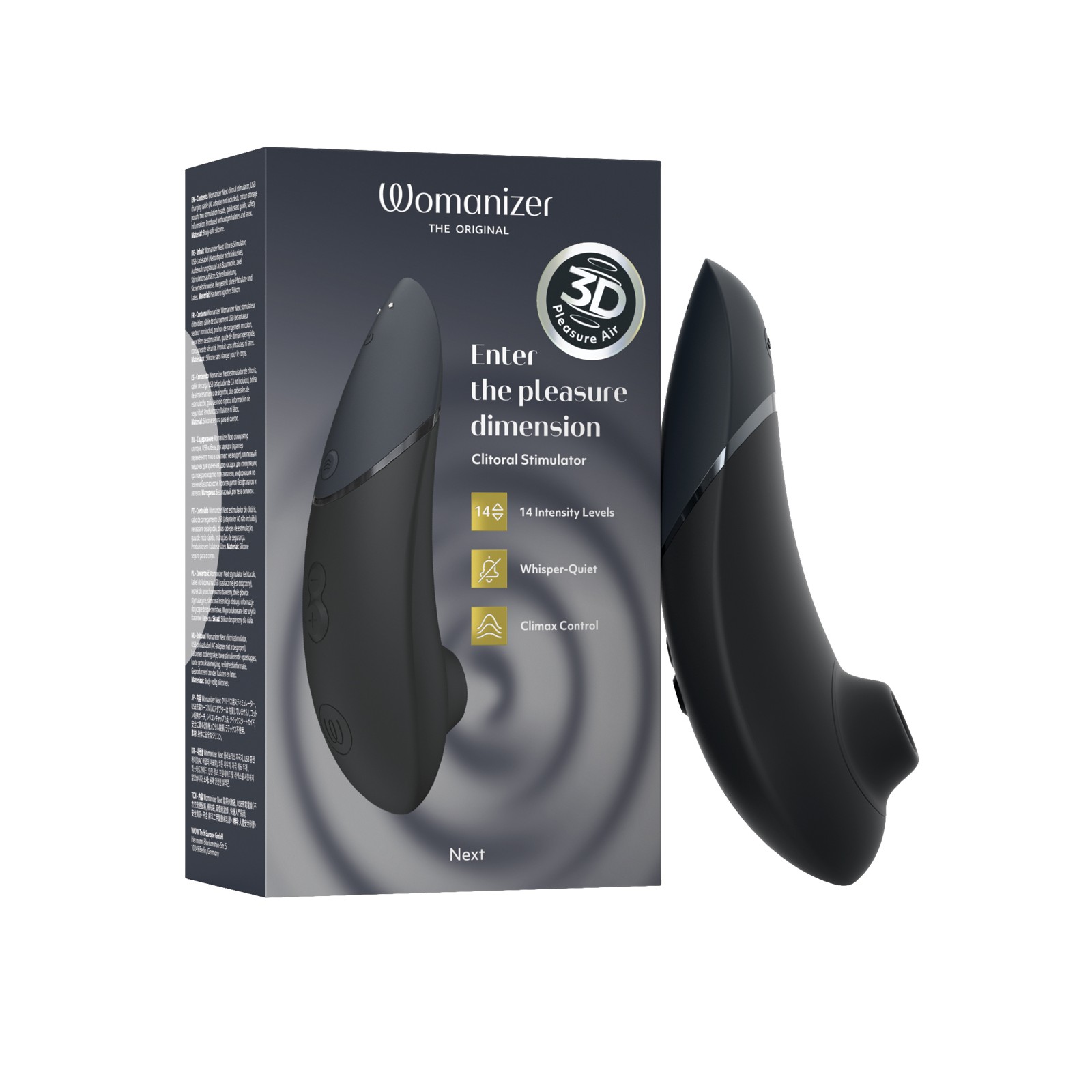 Womanizer Next 3D Climax Control Pleasure Air Negro