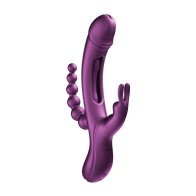 Trilux Kinky Finger Rabbit Vibrator with Anal Beads Purple