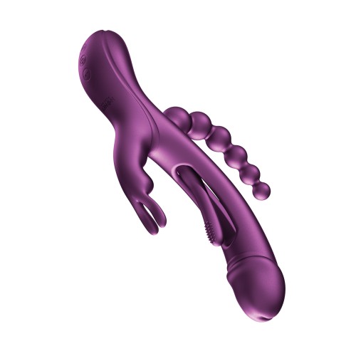 Trilux Kinky Finger Rabbit Vibrator with Anal Beads Purple