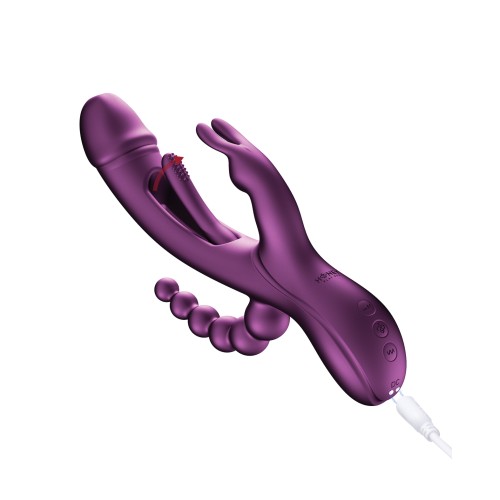 Vibrador Rabbit Trilux Kinky Finger con Perlas Anales Morado