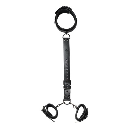 Kinky Play Box Locking Harness Collar and Wrist Restraints - Black