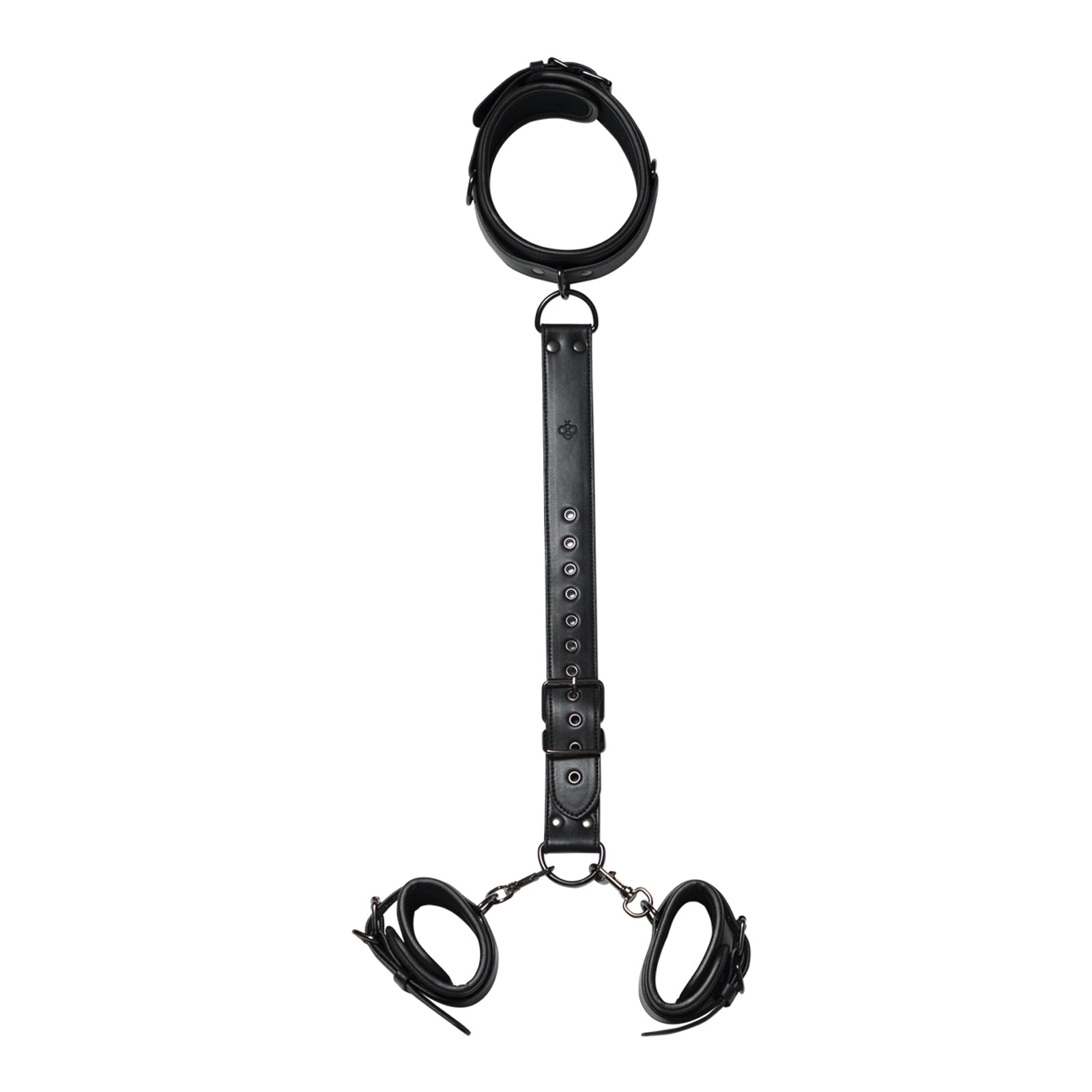 Kinky Play Box Locking Harness Collar and Wrist Restraints - Black